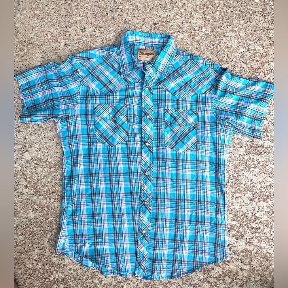 Wrangler Western Fashion Pearl Snap Button Shirt Sz L